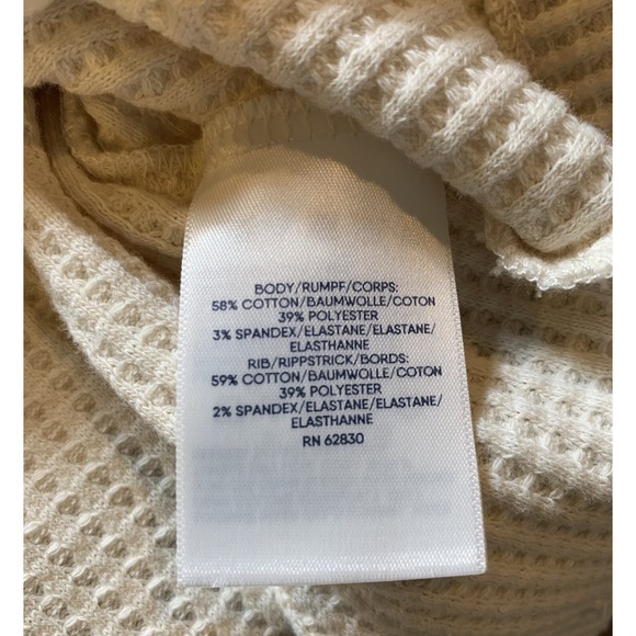 Lands End Women's Large Beige V-Neck Long Sleeve Soft Cable Knit Sweater -C27 - Picture 5 of 5